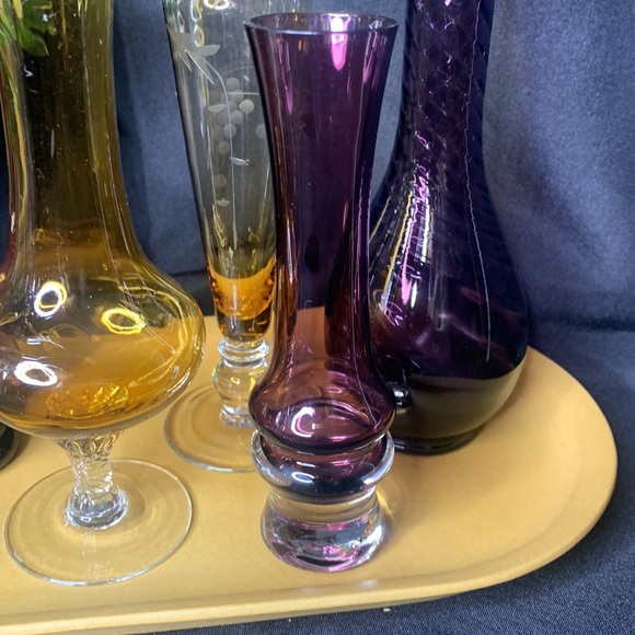Vintage Amber and amethyst blown glass bud vase collection - Picture 3 of 15